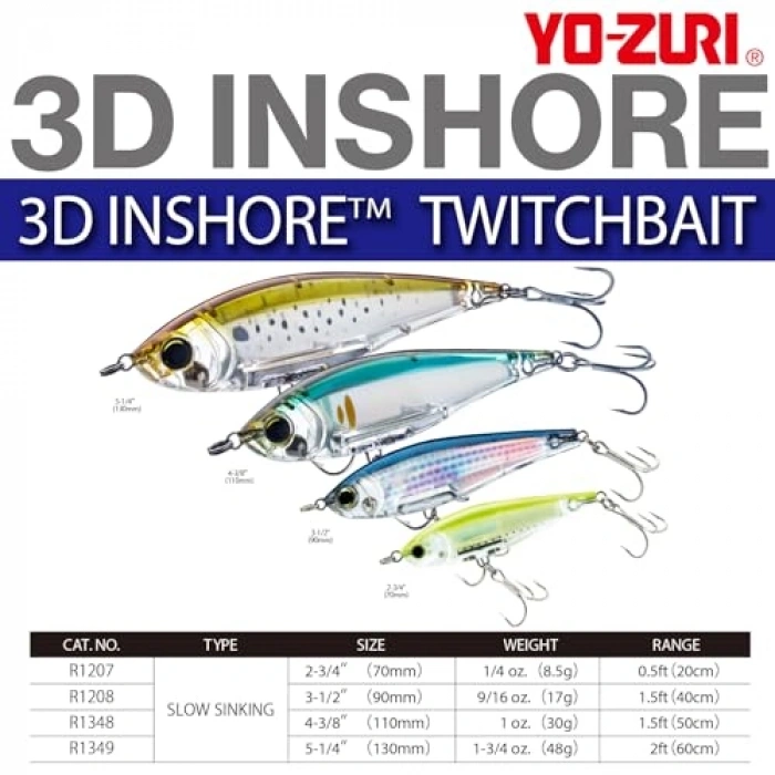 YO-Zuri ソルトルアー 3D インショア トゥイッチベイト (SS) 130mm カラー:ピーナッツバンカー