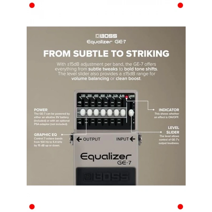 7 Bant Grafik Ekolayzır Pedalı - Gitar ve Bas İçin