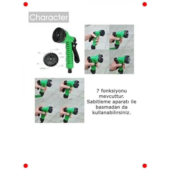 7 Fonksiyonlu Bahçe Sulama Seti ve Adaptörler