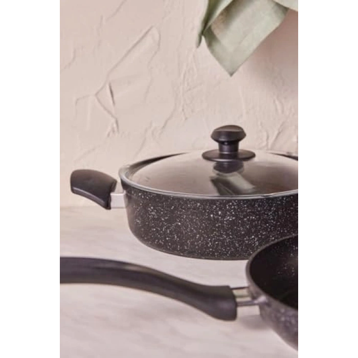 7 Parça Granit Tencere Seti, Black Renkli, Kaliteli Malzeme