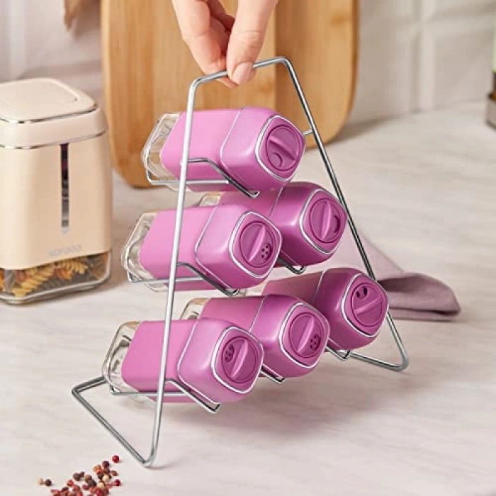 7 Parça Üçgen Cam Baharat Takımı - Pratik ve Kullanışlı