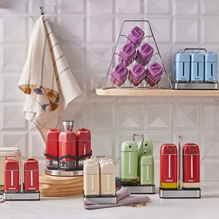 7 Parça Üçgen Cam Baharat Takımı - Pratik ve Kullanışlı