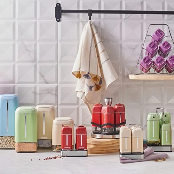 7 Parça Üçgen Cam Baharat Takımı - Pratik ve Kullanışlı