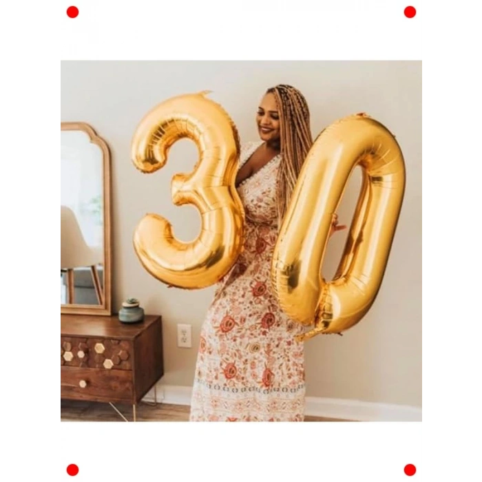 7 Yaş Doğum Günü Rakam Balonu - Gold, 102 cm