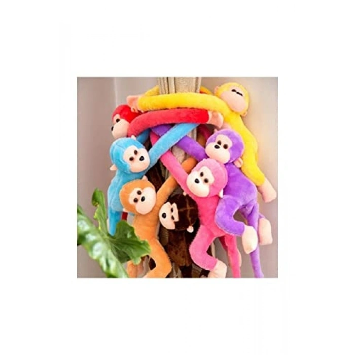 70 cm Kırmızı Peluş Maymun Oyuncak, Yapışkanlı Eller