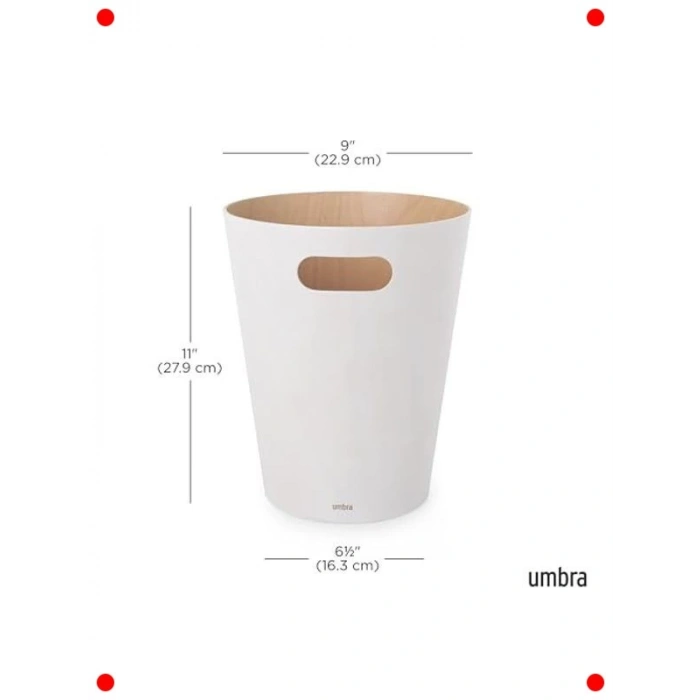 7,5L Çok Amaçlı Ahşap Tasarım Çöp Kovası Beyaz/Doğal