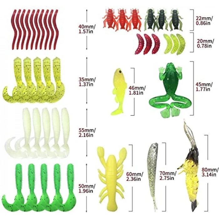 78 Parça Olta Yem ve Aksesuar Seti, Tatlı ve Tuzlu Su Uyumlu