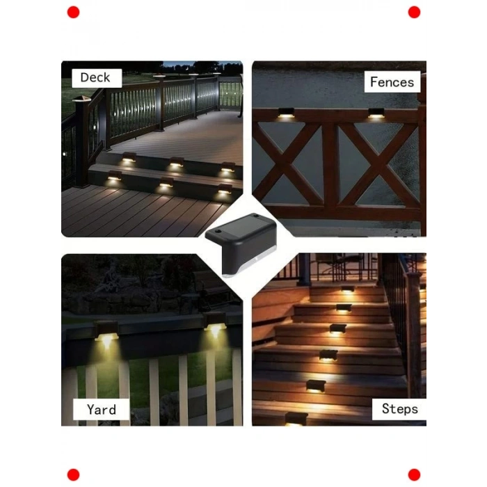 8 Adet Solar Basamak Işığı | Su Geçirmez, Gün Işığı LED