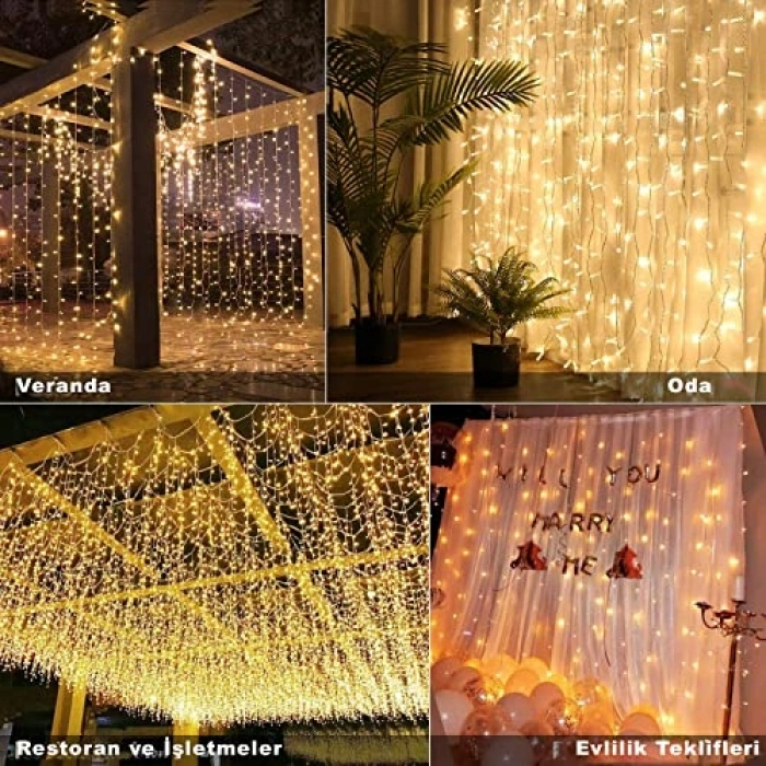 8 Fonksiyonlu 2x2 Metre Led Sarkıt, Yılbaşı Süsleme