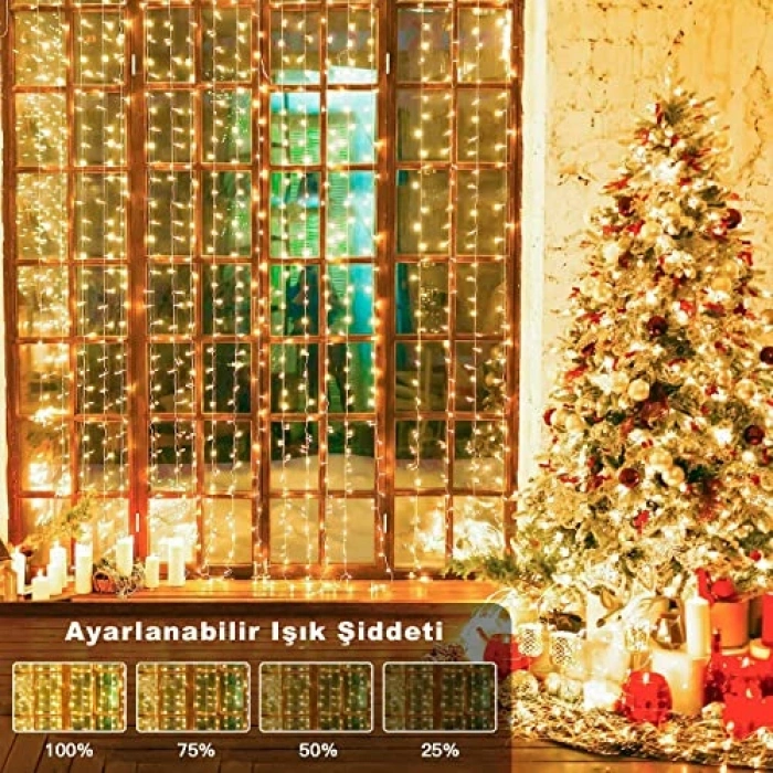8 Fonksiyonlu 2x2 Metre Led Sarkıt, Yılbaşı Süsleme