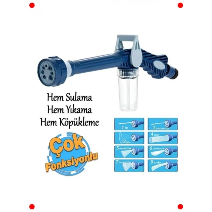 8 Fonksiyonlu Deterjan Hazneli Köpürtme Tabancası