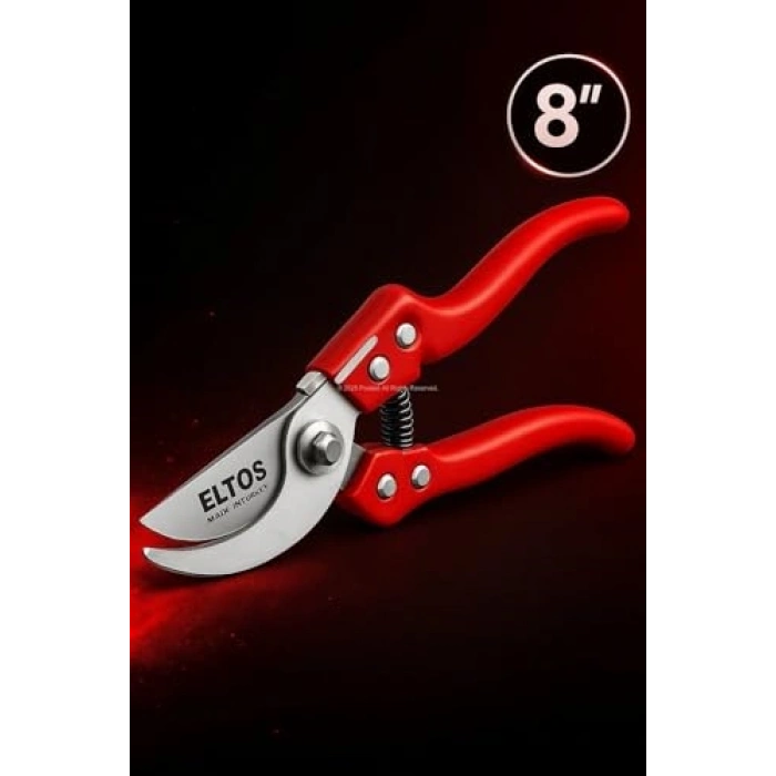 8 İnç Bahçe Bağ Makası, Karbon Çelik Bıçaklı, Ergonomik