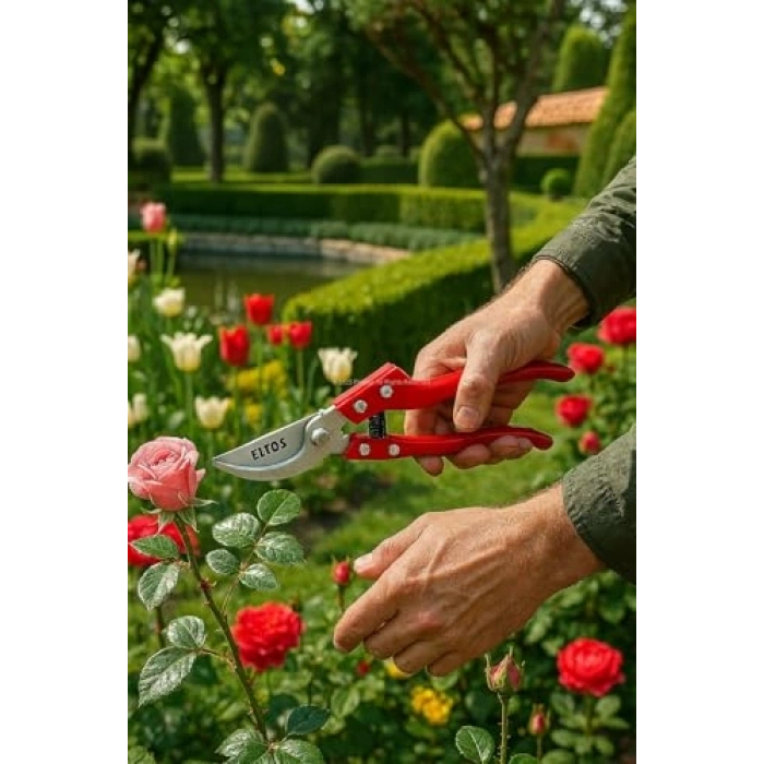 8 İnç Bahçe Bağ Makası, Karbon Çelik Bıçaklı, Ergonomik