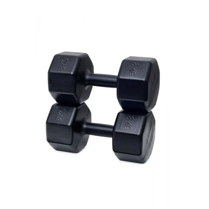 8 kg Ağırlığında 2 Adet Siyah Dambıl Seti