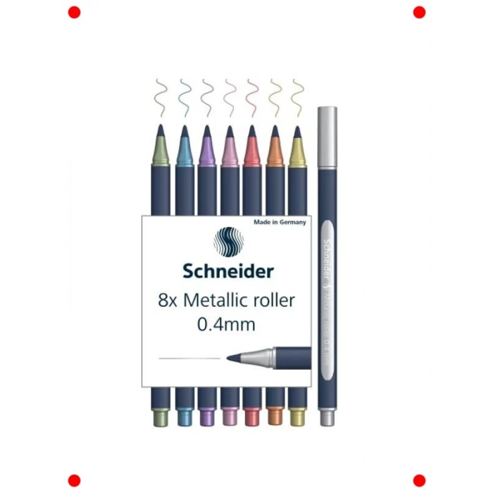 8li Metalik Tükenmez Kalem Seti - Çeşitli Renkler