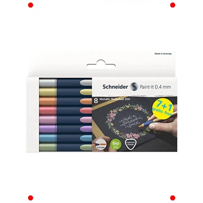 8li Metalik Tükenmez Kalem Seti - Çeşitli Renkler