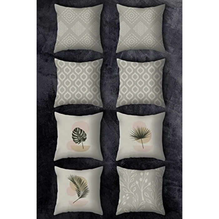 8li Set Çift Tarafı Baskılı 43x43 Kırlent Kılıfı Kombini