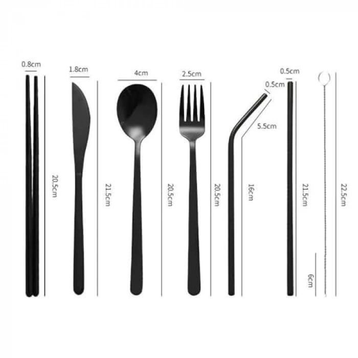 8 parça çantalı yolculuk seti, paslanmaz çelik