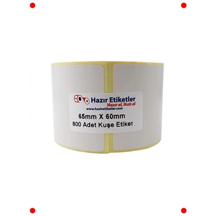 800 Adet Baskısız Kuşe Etiket Rulosu 65x60mm