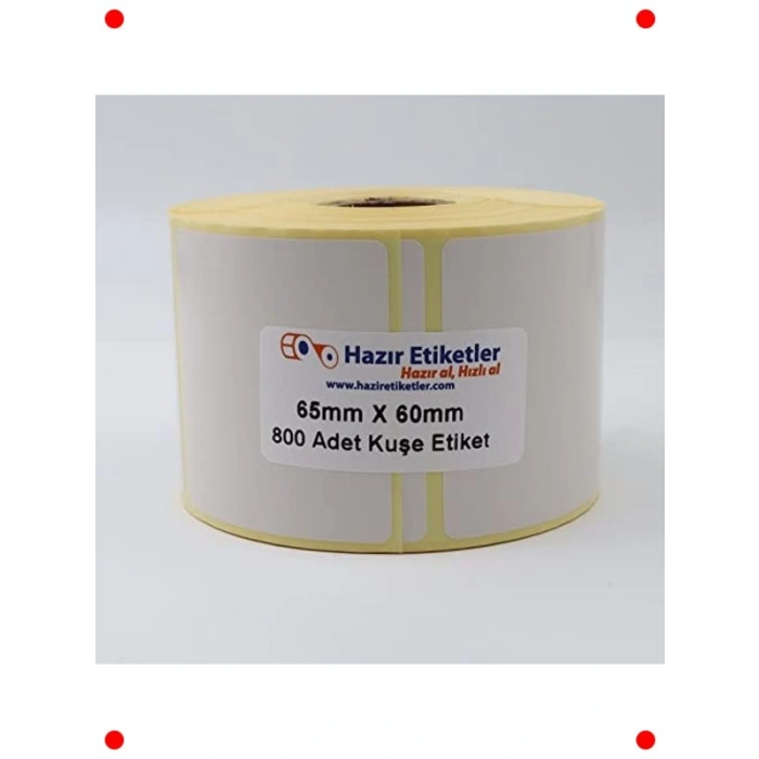 800 Adet Baskısız Kuşe Etiket Rulosu 65x60mm