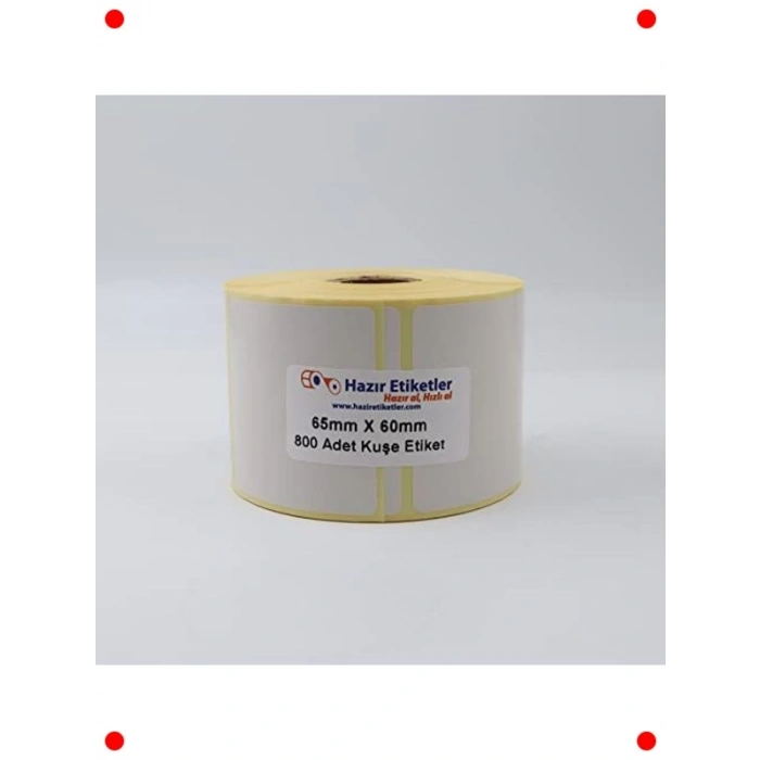 800 Adet Baskısız Kuşe Etiket Rulosu 65x60mm