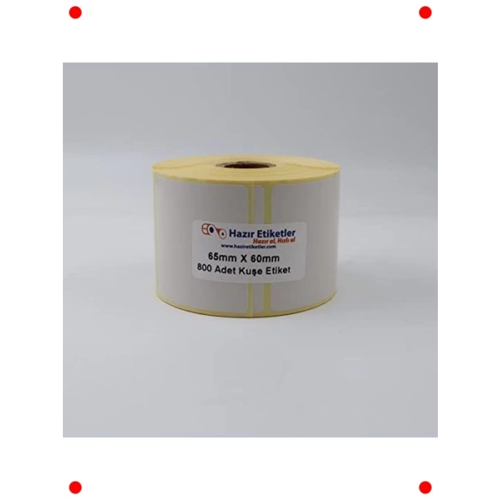 800 Adet Baskısız Kuşe Etiket Rulosu 65x60mm