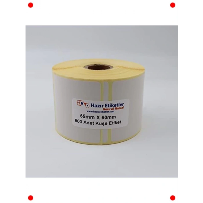 800 Adet Baskısız Kuşe Etiket Rulosu 65x60mm