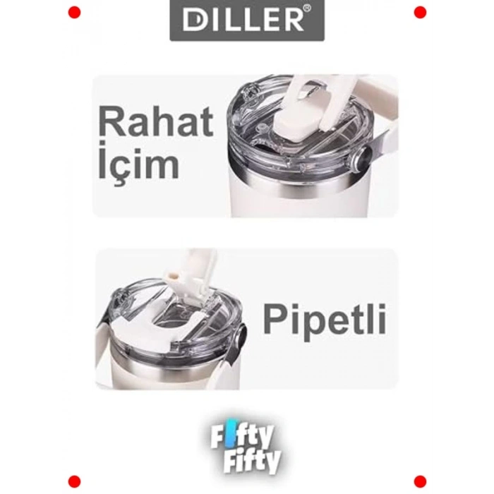 950 ml Çelik Termos Kupa (Pipetli ve Kulplu)