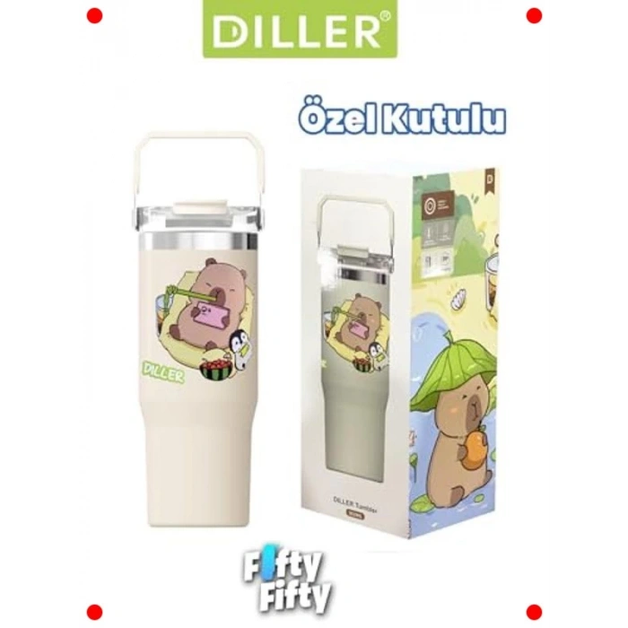 950 ml Çelik Termos Kupa (Pipetli ve Kulplu)