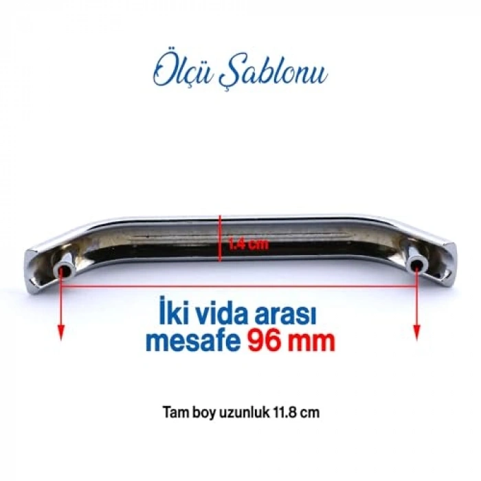 96 mm Krom Renk Mutfak Dolabı Çekmece Kulpları, Metal