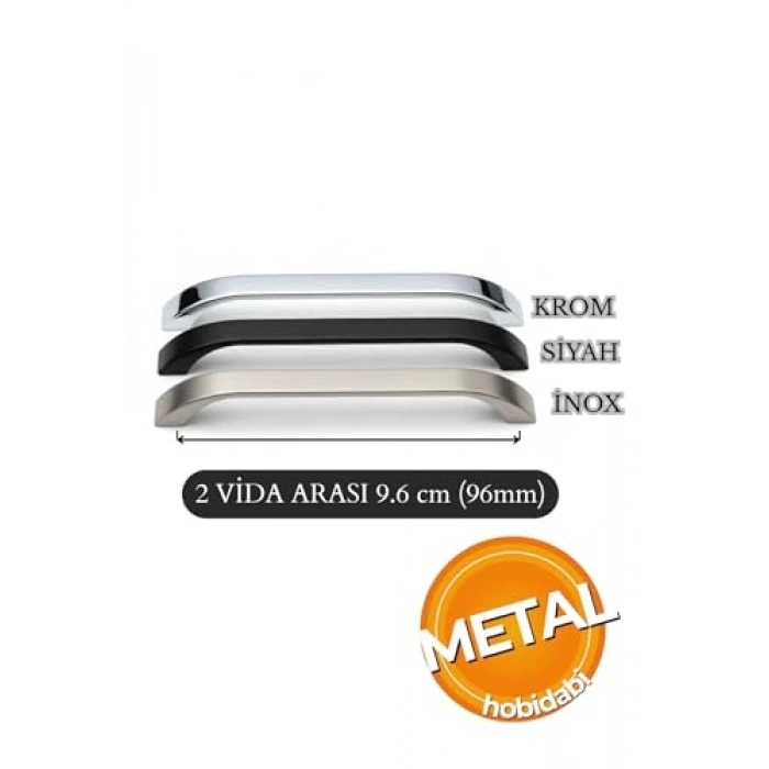 96 mm Siyah Metal Mutfak Dolap Kulpları