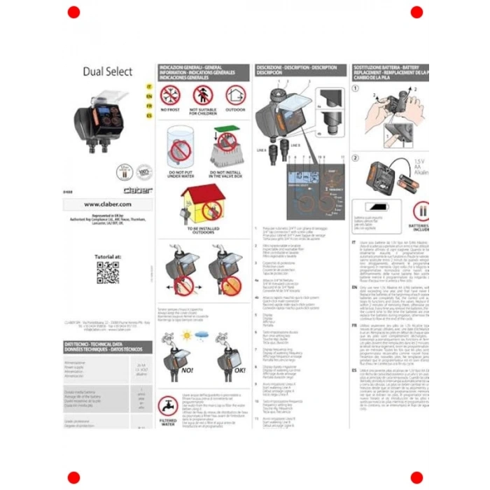 98 Programlı 2 Çıkışlı Otomatik Sulama Zamanlayıcısı