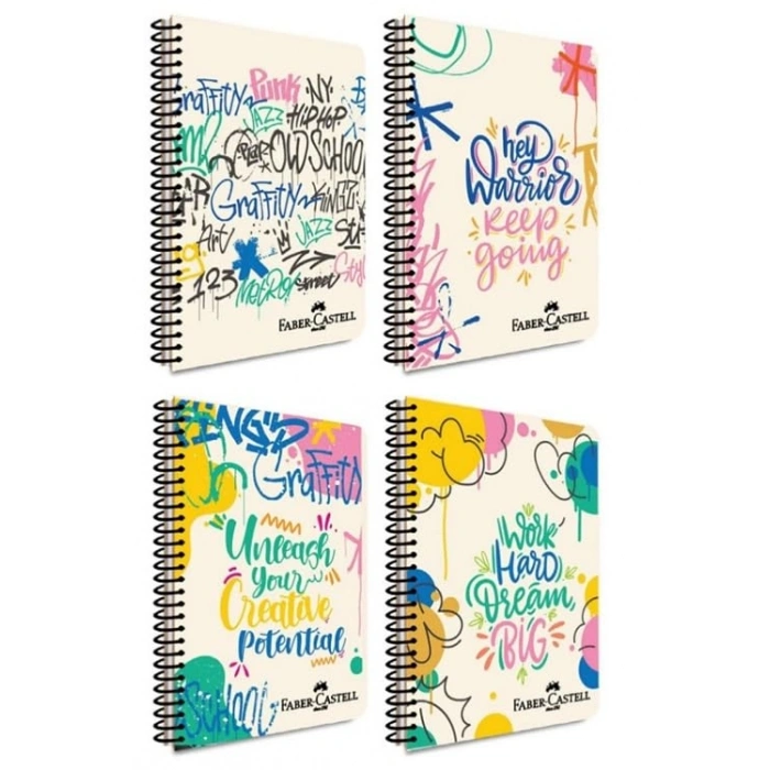 A4 Boyutunda Grafiti Desenli Spiralli Defter, 80 Yaprak