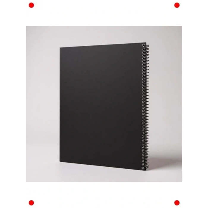 A4 Çizgili Spiralli Defter - Siyah Kapak, 60 Yaprak