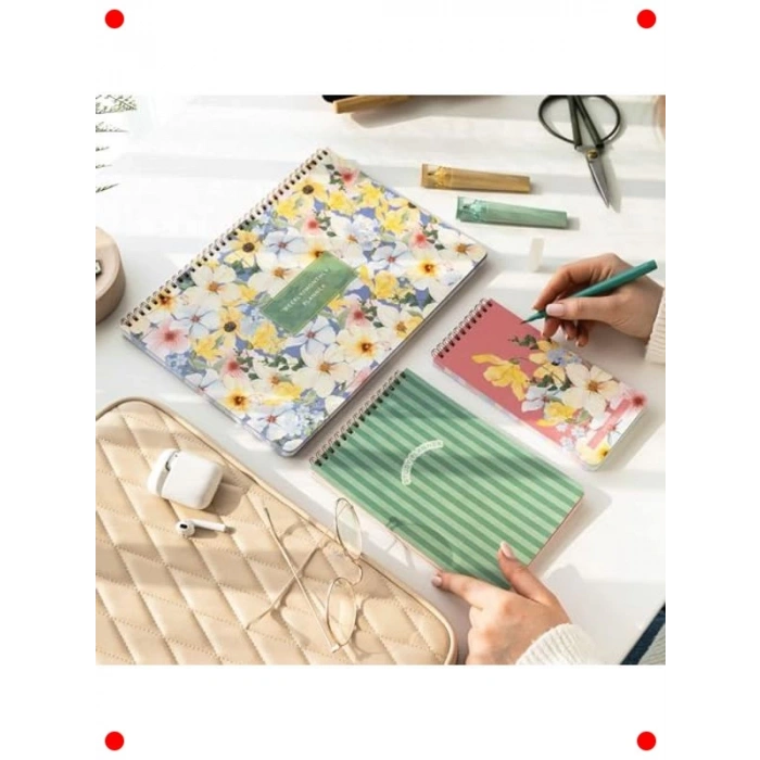 A4 Haftalık & Günlük Çiçekli Süresiz Planlayıcı Seti