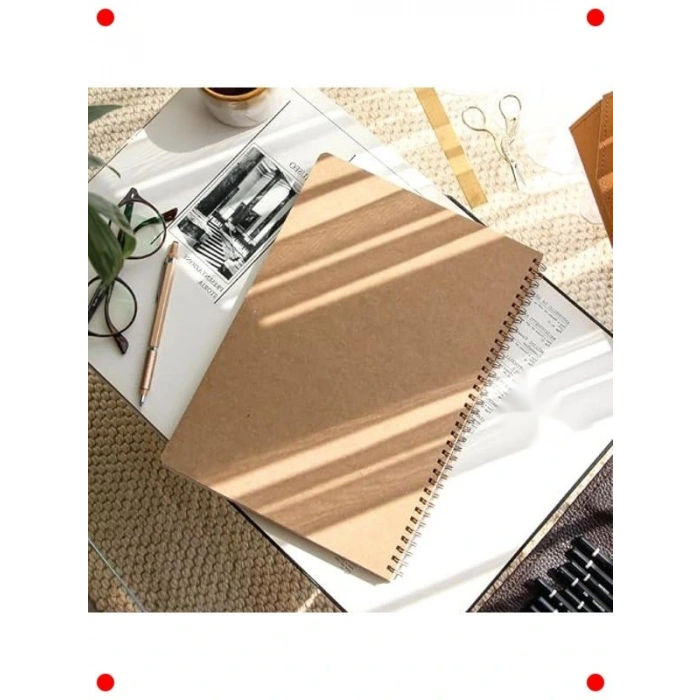 A4 Kareli Kraft Kapak Not Defteri 70 Yaprak