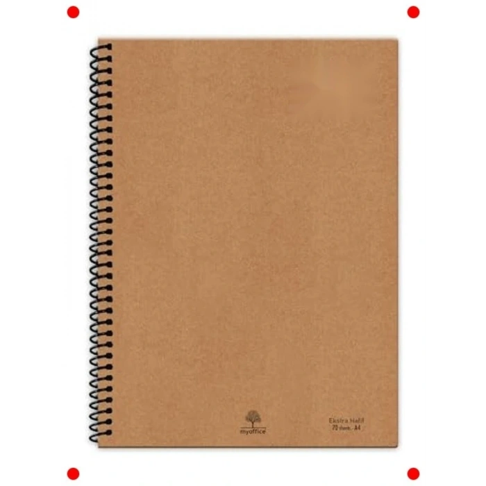 A4 Kareli Spiralli Kraft Kapak Defter (140 Sayfa)