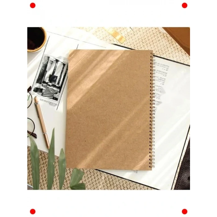 A4 Kraft Karton Kapak Çizgisiz Not Defteri, 70 Yaprak