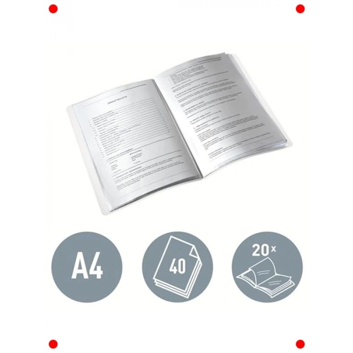 A4 Metalik Mavi Sunum Dosyası (20 Poşetli)