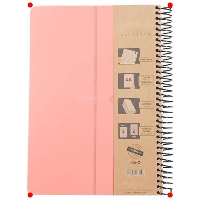 A4 Pastel Renk Spiralli Defter - 7 Konulu (Pembe)