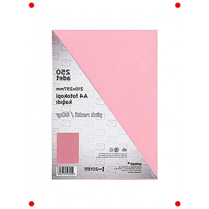 A4 Renkli Fotokopi Kağıdı, Pembe, 250 Yaprak