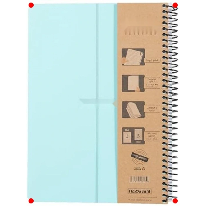 A4 Spiralli 5 Konulu Pastel Defter - 150 Yaprak Mavi