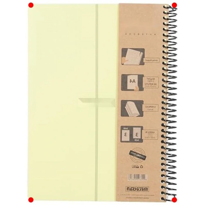 A4 Spiralli Defter - 6 Konu (Kareli/Çizgili) - Sarı