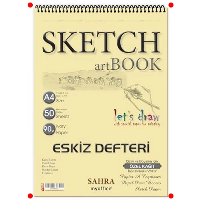A4 Spiralli Eskiz Defteri - 50 Yaprak 90 gr