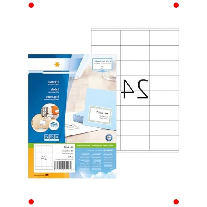 A4 Yazdırılabilir Kendinden Yapışkanlı Adres Etiketi - 2400 Adet