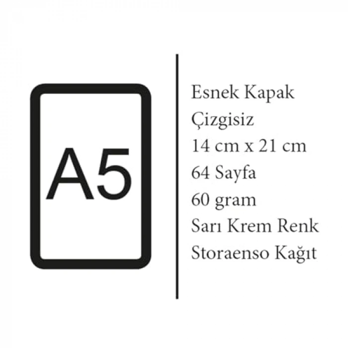 A5 Defter Seti, 4lü, Çizgisiz, 256 Sayfa, Sarı Krem