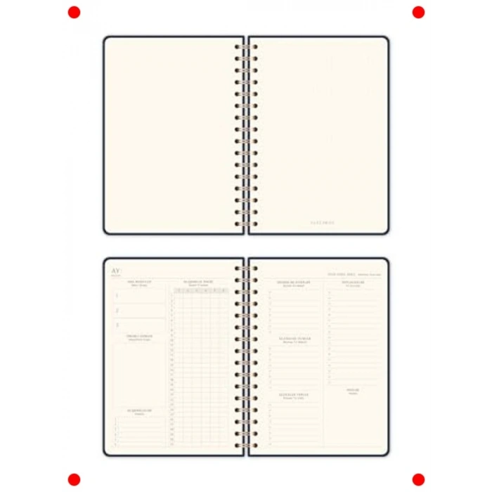 A5 Keten Kapak Süresiz Spiralli Ajanda - Lacivert