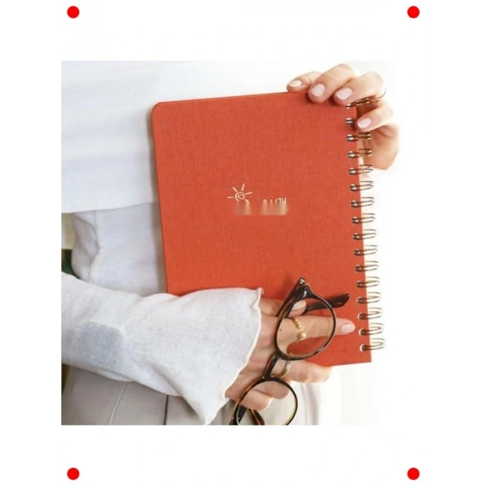 A5 Keten Kapaklı Kareli Spiralli Not Defteri