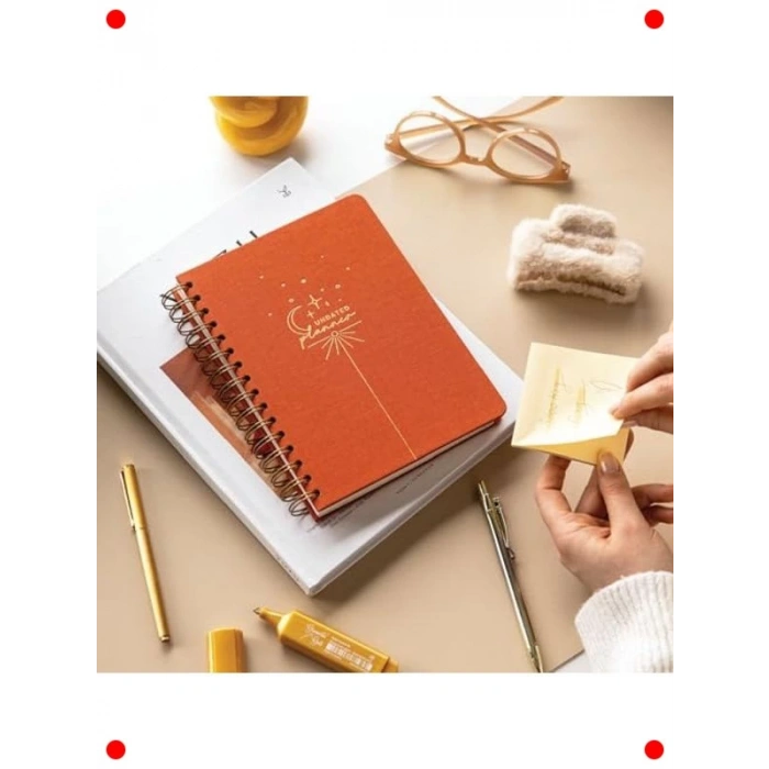 A5 Keten Kapaklı Süresiz Planlayıcı - Mercan