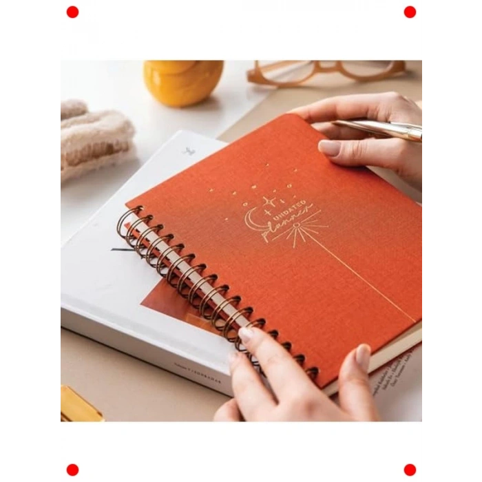 A5 Keten Kapaklı Süresiz Planlayıcı - Mercan